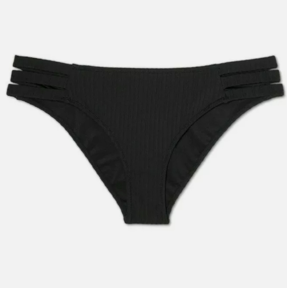 Women's Ribbed Strappy Side Cheeky Bikini Bottom - Picture 8 of 9